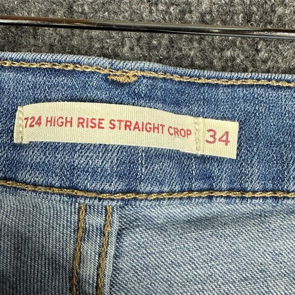 Levis 724 Jeans Womens 34 High Rise Straight Crop Cotton Stretch Pockets Light - Picture 4 of 8